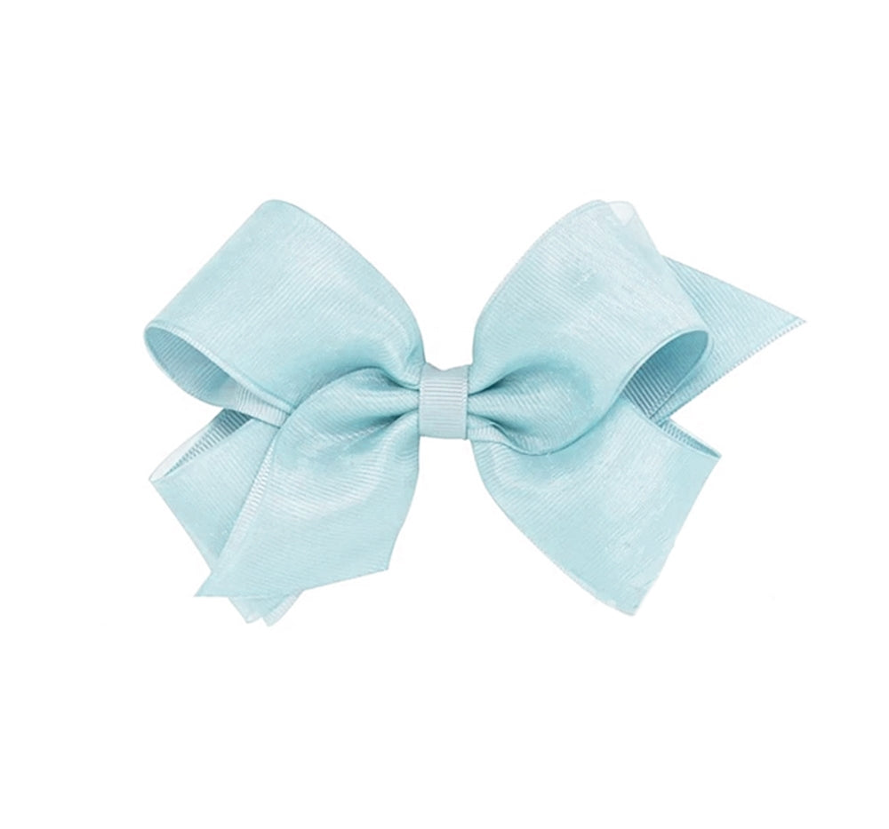 X-Small Organza/Gro Overlay Bow Blue Vapor