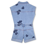 Heart Print Denim Romper