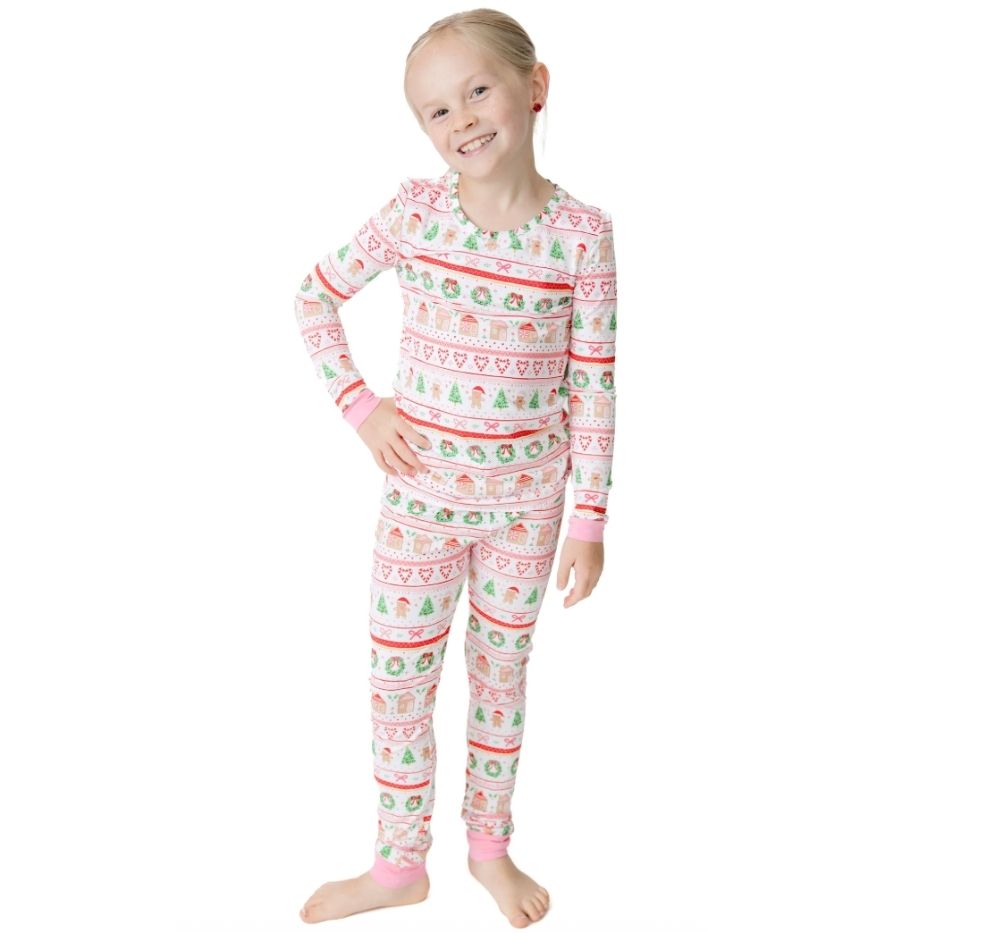 Gingerbread Fair Isle Pink Long Sleeve Loungewear Set