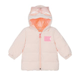 Infant Puffer Jacket With Bow On Hood Pink Courage