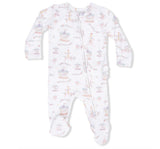 Carousel With Bows 2 Way Ruffle Back Zipper Footie