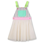 Bi-Material Overall Dress White