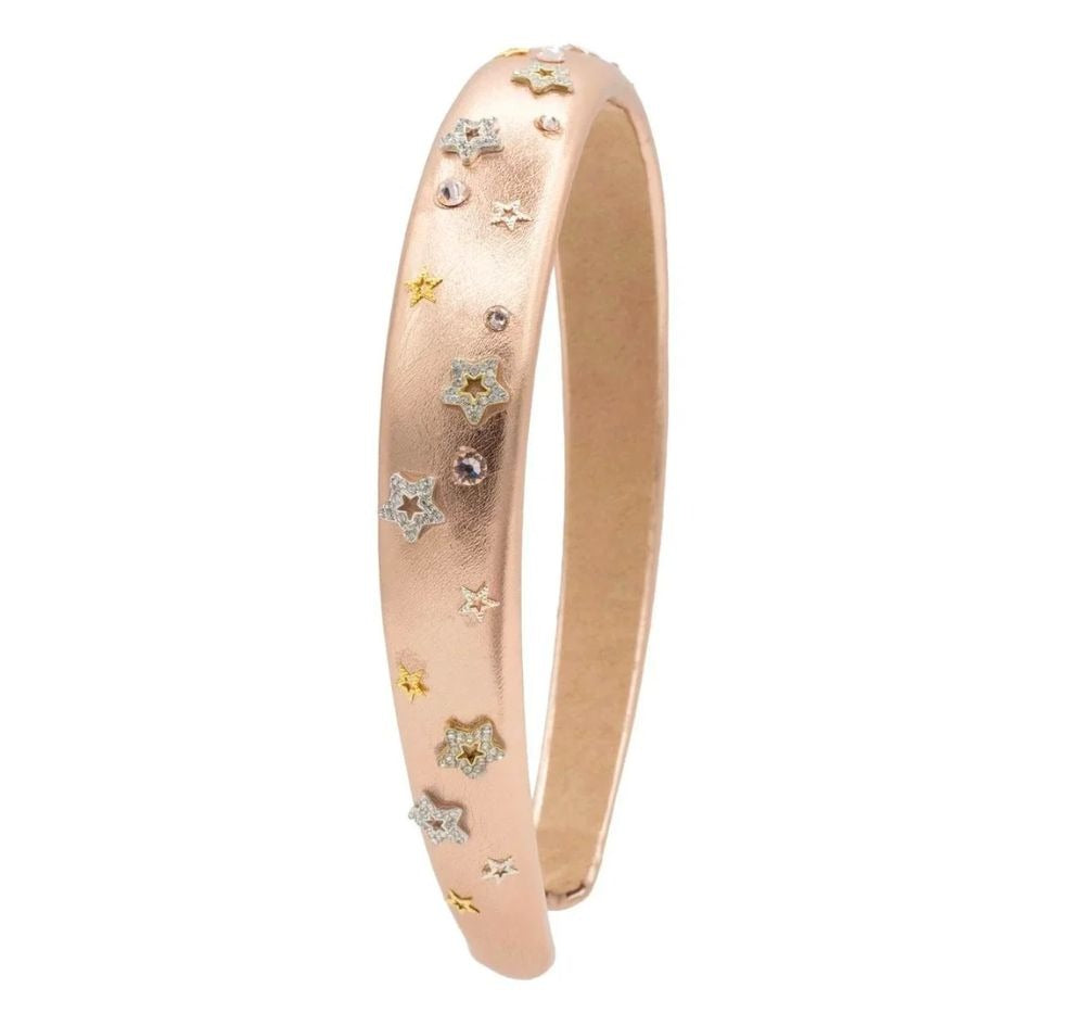 Crystallized Metallic Star Charm Thin Headband Golden