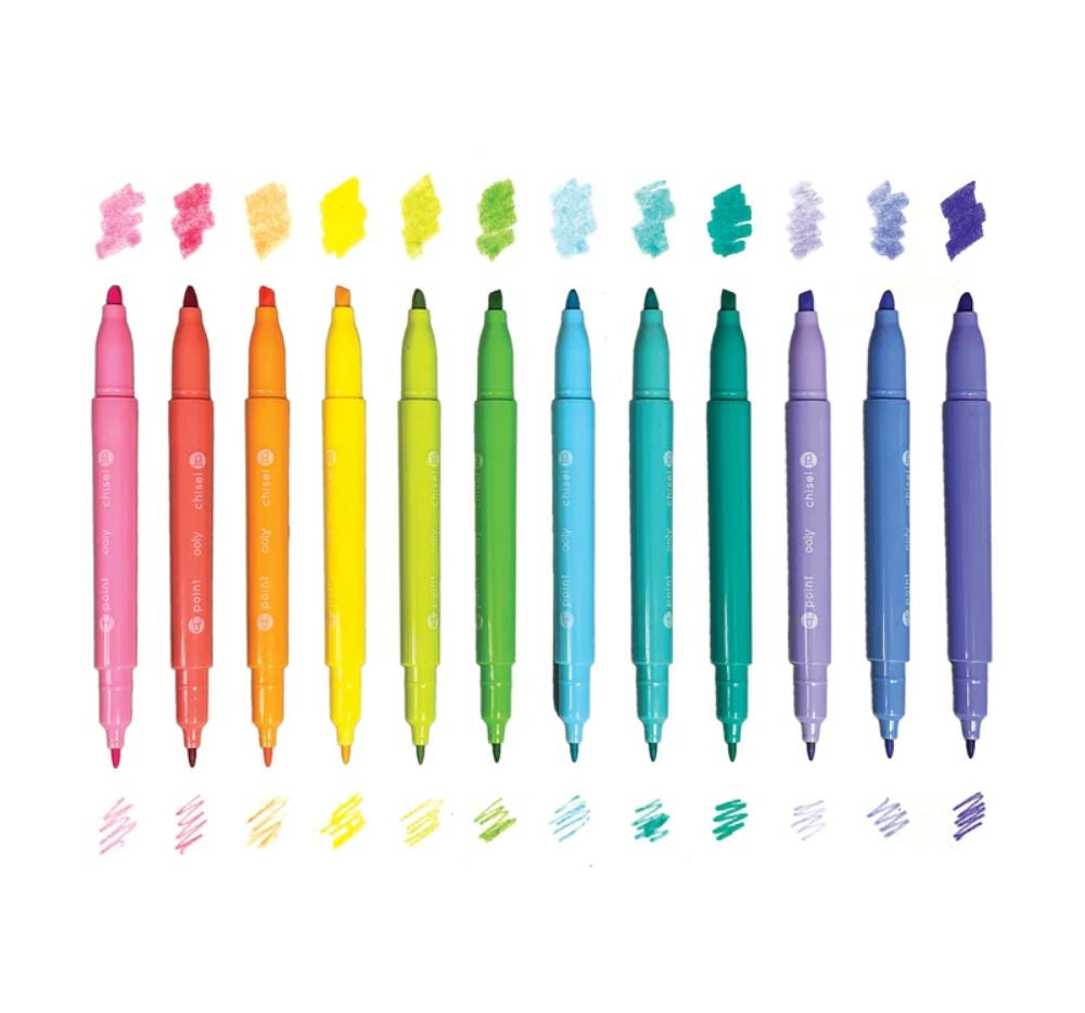 Pastel Hues 12 Soft-Hued Dual Tip Markers