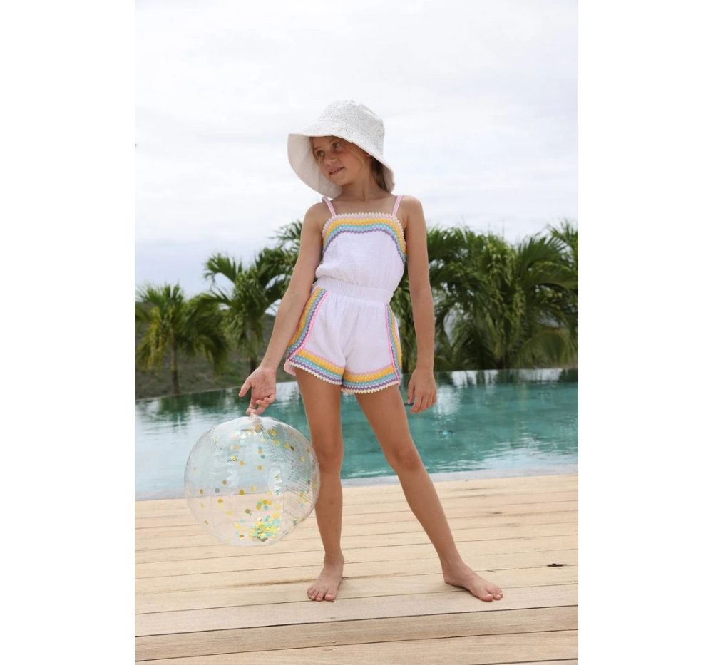 White Rainbow Summer Romper