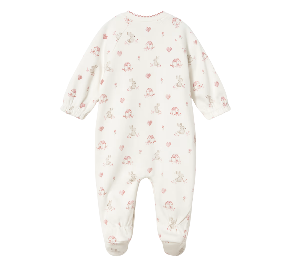 Pelele Interlock Blanco Rosa