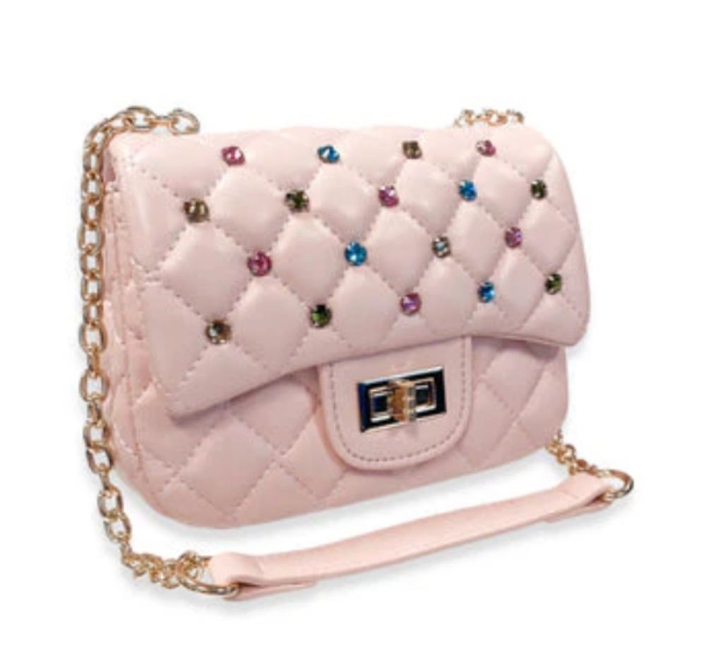 Colorful Gems Quilted Purse Pink