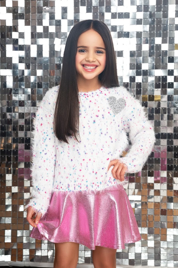 Sweater Multi & Skirt Pink