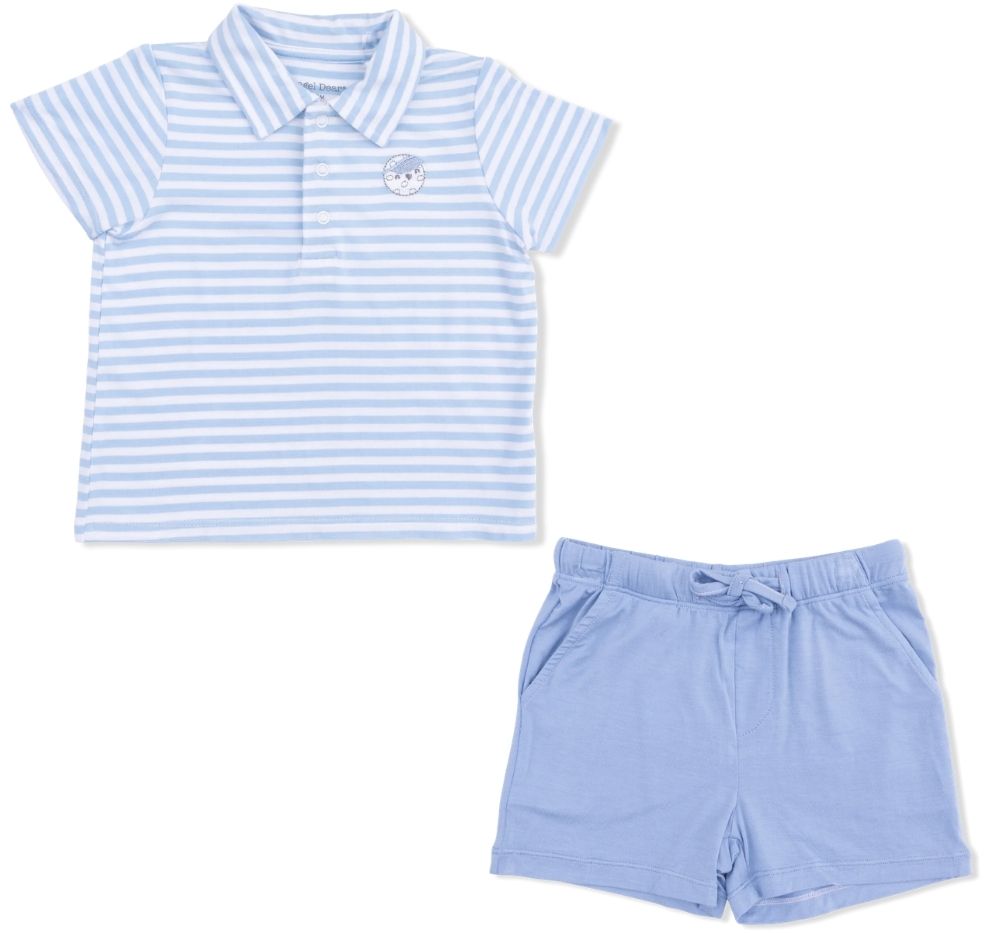 Striped Golf Polo with Casual Short