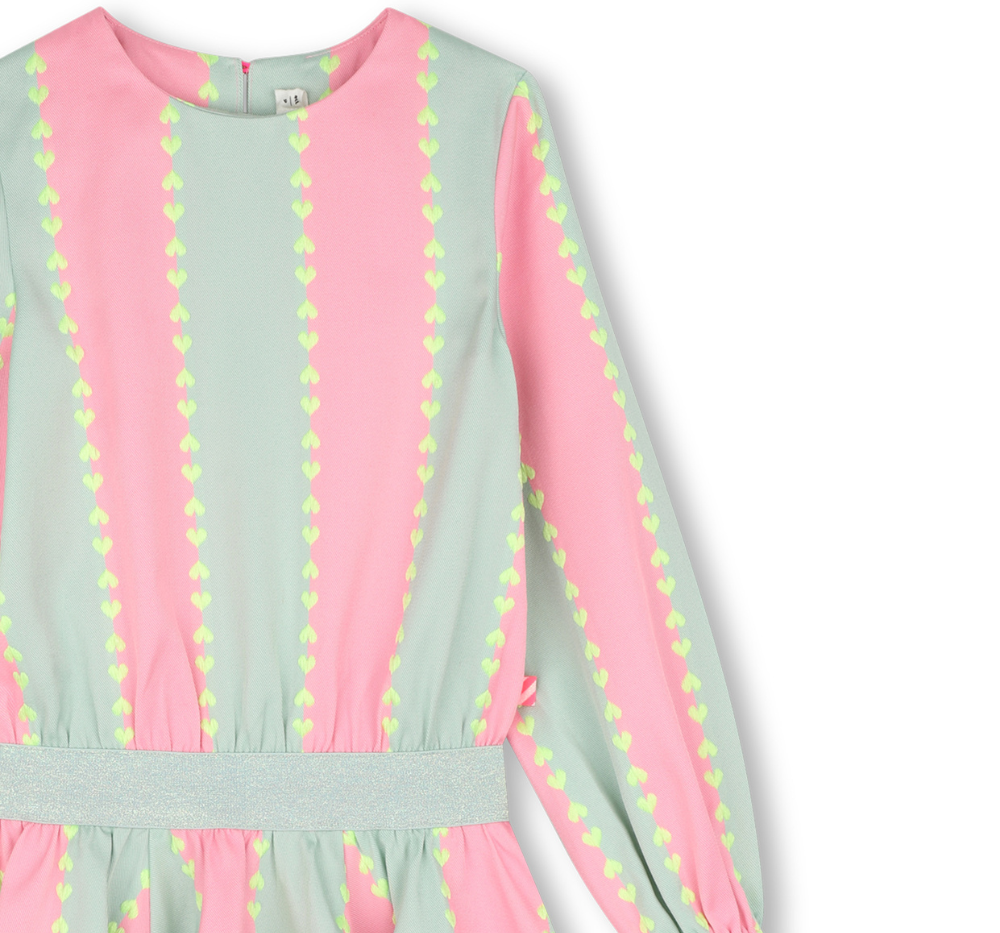 Dress Pink Long Sleeve Chevron
