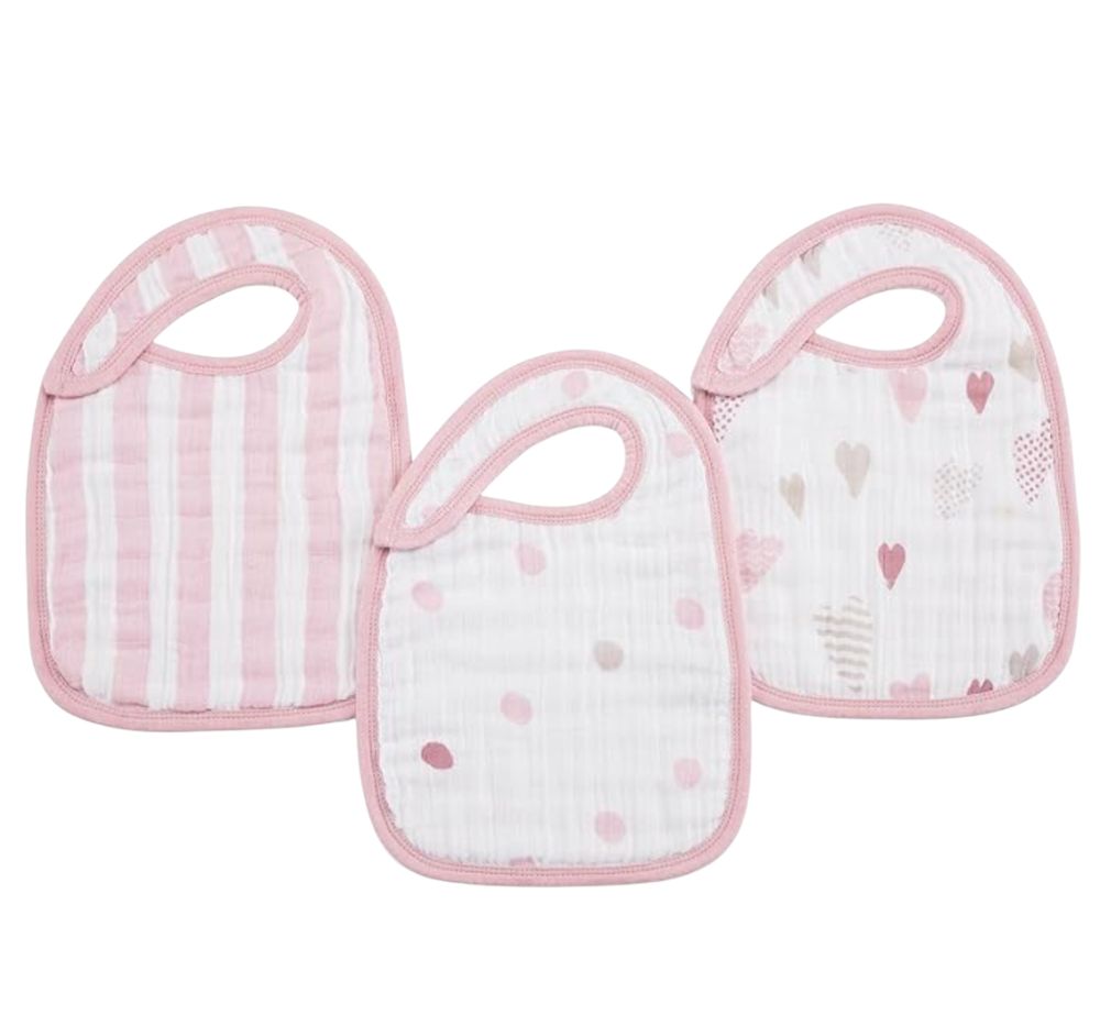 Classic Muslin Snap Bibs Heart Breaker 3 Pack