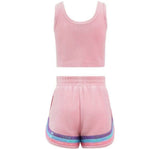 Rainbow Velour Sequin Tank Set Pink