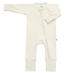 Cream Ribbed Bamboo Zippy Romper
