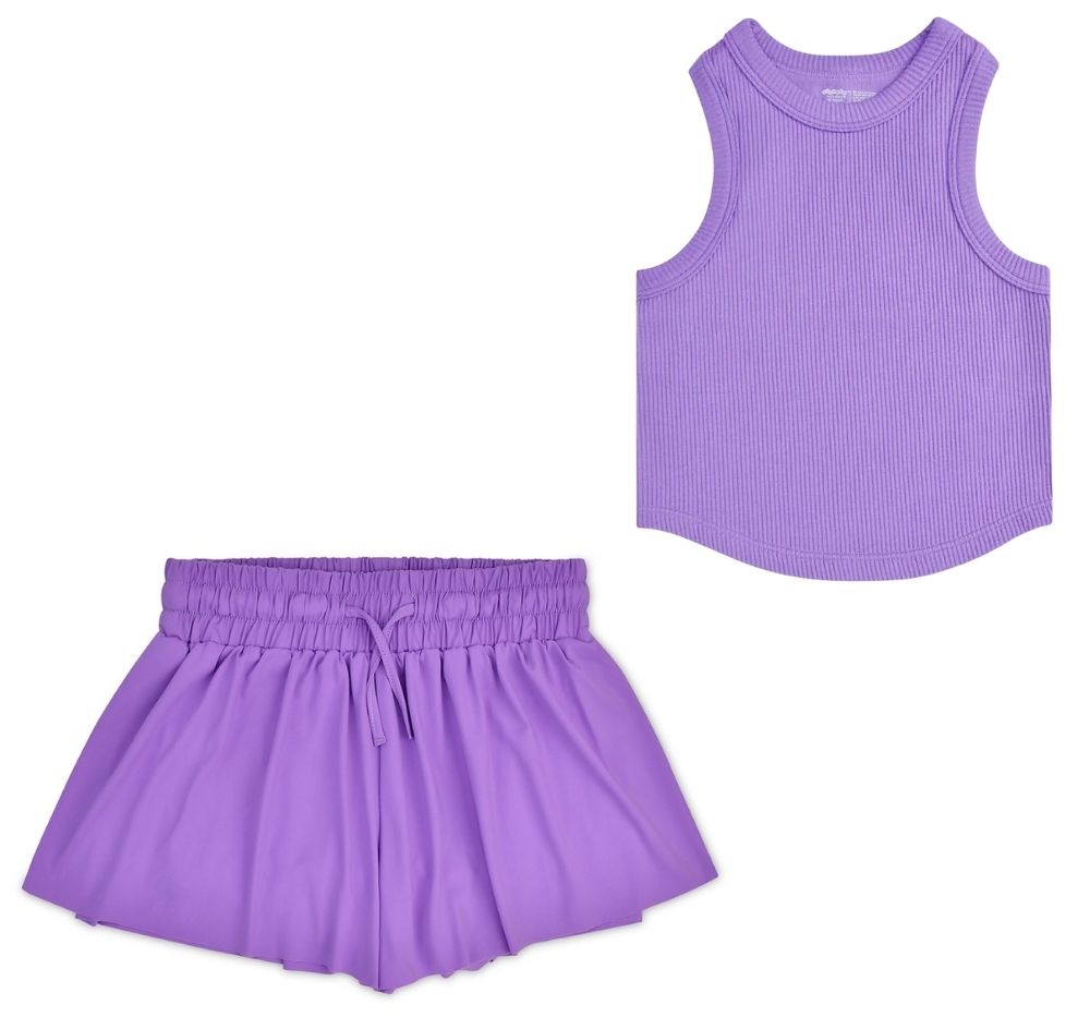 Vivid Violet Ribbet Tank Top & Butterfly Shorts