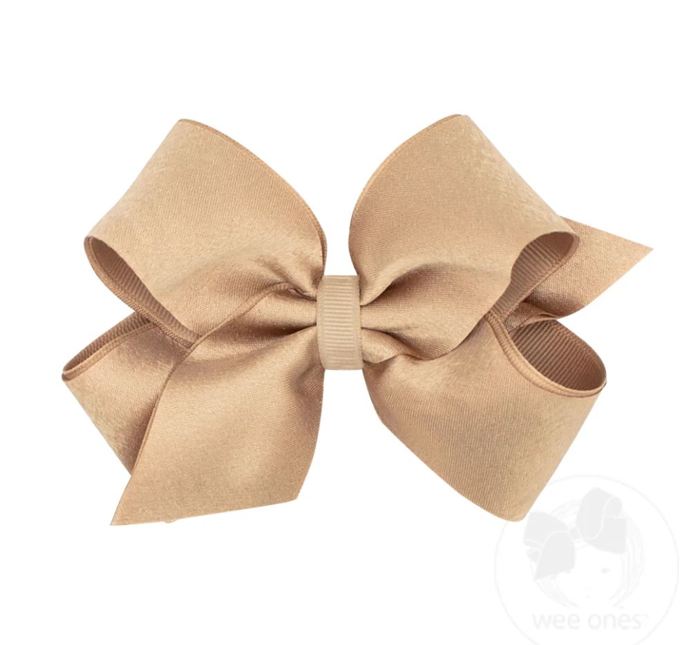 Med Satin/Gg Overlay Oatmeal Bow