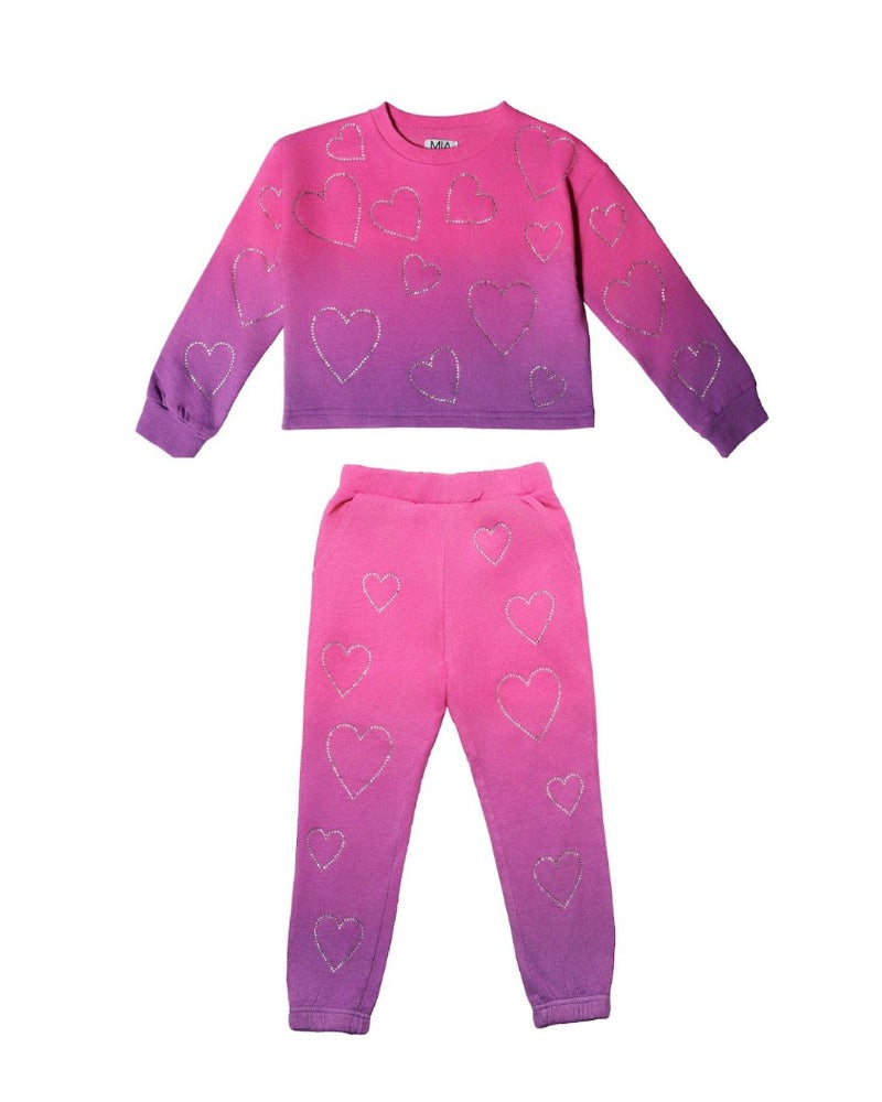 Sweatshirt & Pants Heart Pink