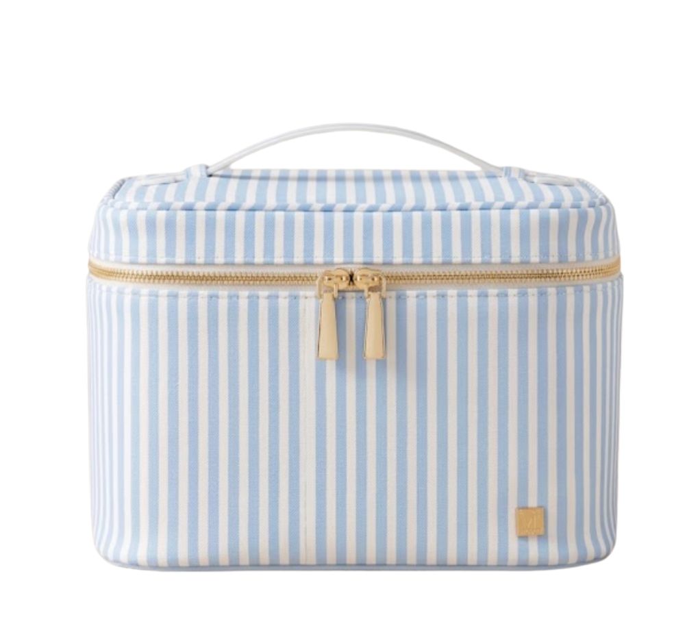Stripe Blue Luxe Vanity Train Case
