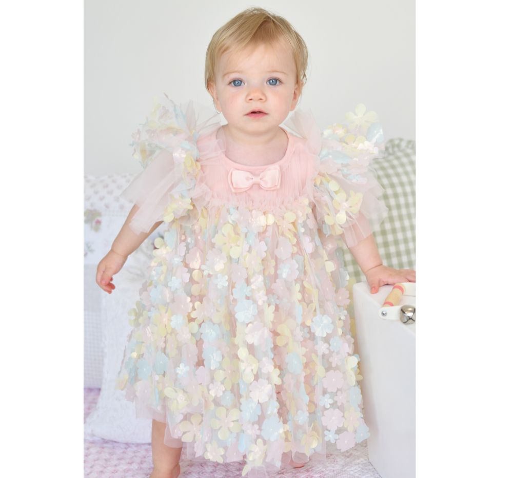 Marlowe 3D Multi Flower Tulle Baby Dress