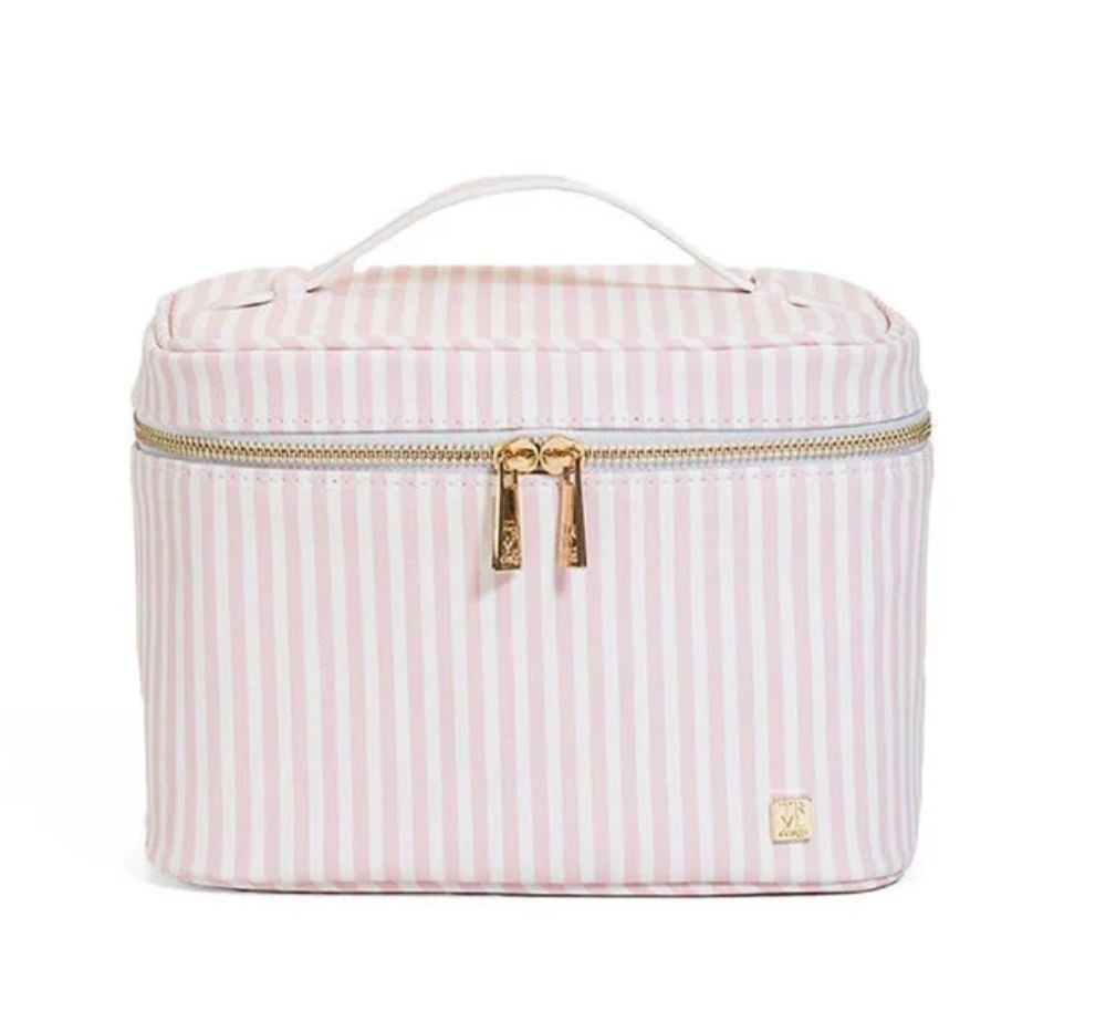 Stripe Pink Luxe Vanity Train Case