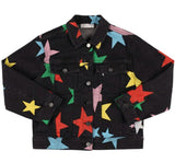 Girl Multicolor Stars Denim Jacket Black