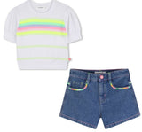 Striped Knit Sweater W/ Denim Short
