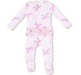 Pretty Bows 2 Way Ruffle Zipper Footie