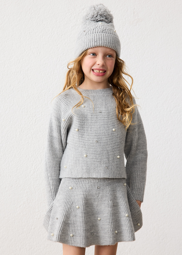 Jersey & Falda Tricot Perlas Gris Mez