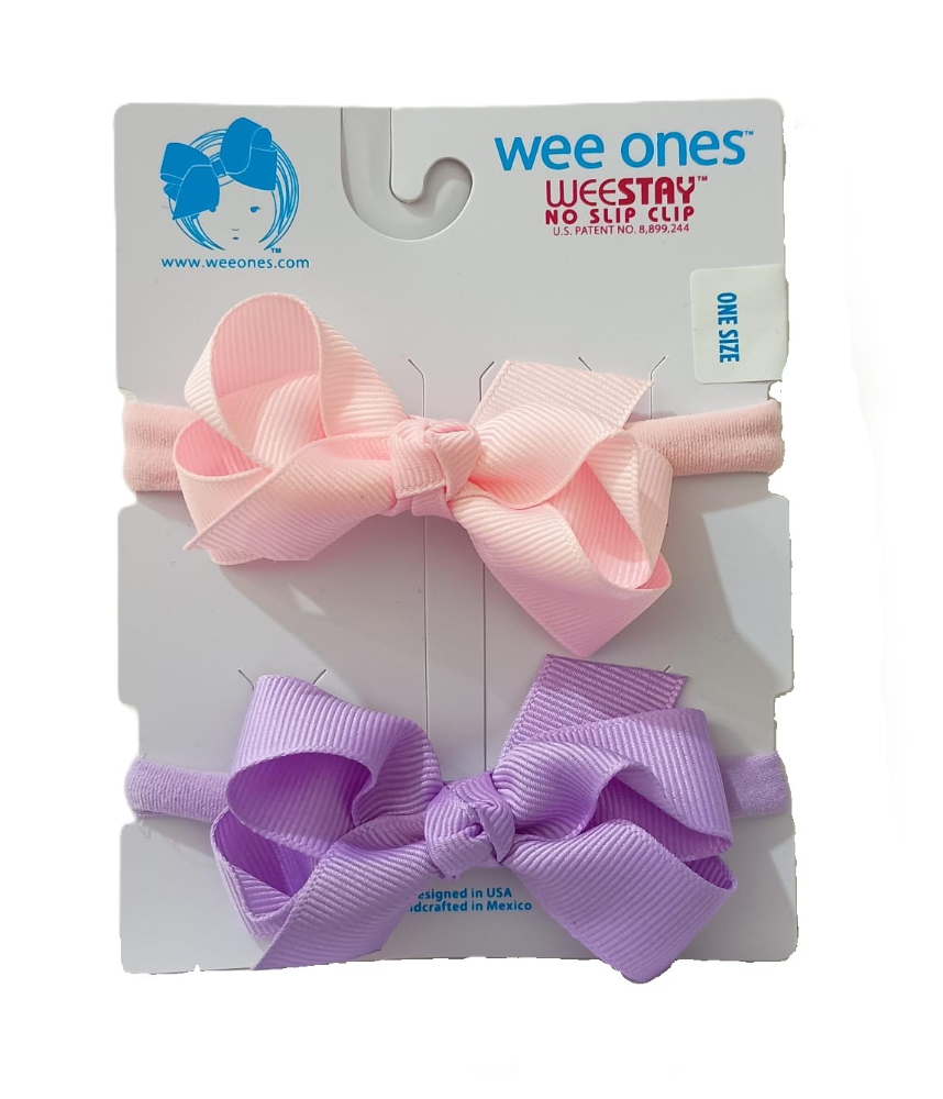 2 Pk Min Gg Bows W/Kw On Bb Light Pink/Light Orchid