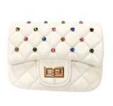 Colorful Gems Quilted Purse Cream