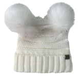 Winter White Mia Faux Fur Pom Beanie