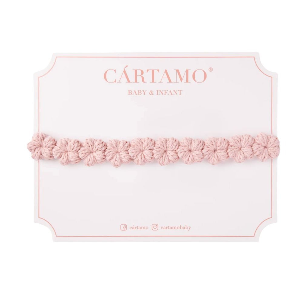 Banda Guirnalda Mini Flor Tejida A Mano Palo De Rosa
