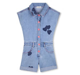 Heart Print Denim Romper