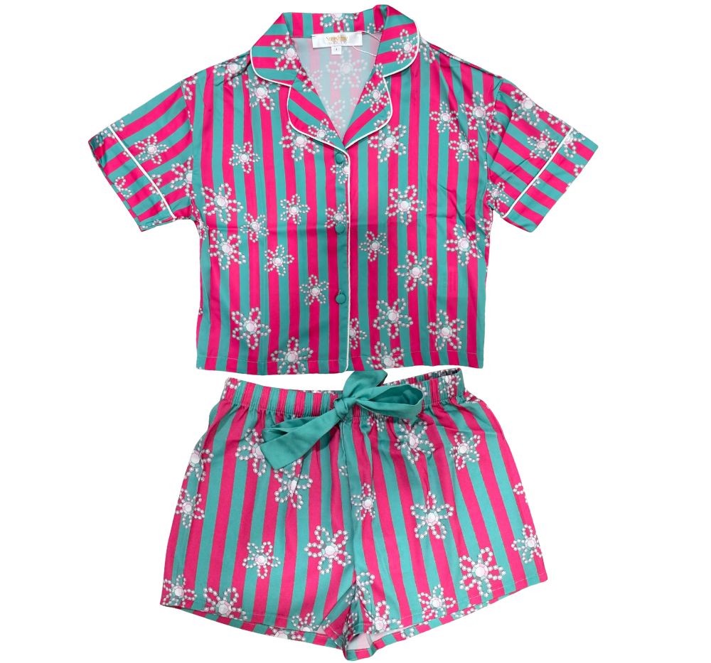 Kids Silky Daisy Sleeve Short Set