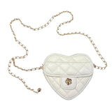 Quilted Leather Heart Purse Ivory