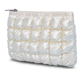 Pearl White Shiny Puffer Pouch
