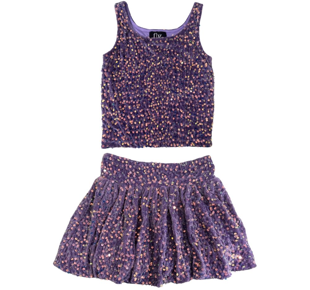 Top & Skirt Purple Velvet