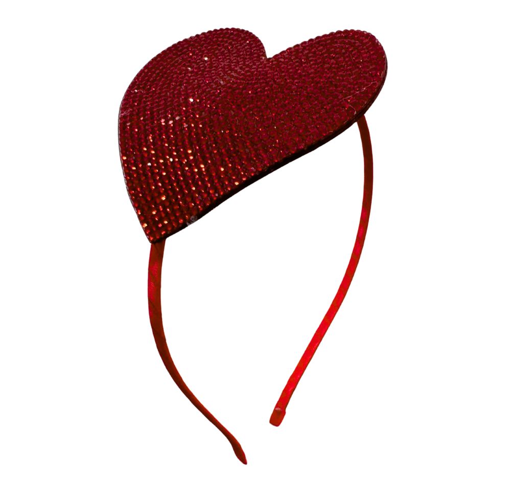 Large Crystallized Heart Headband Diamonds Red