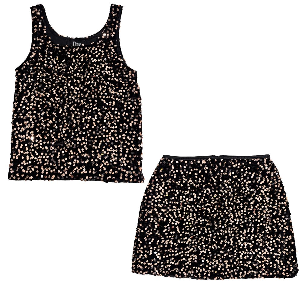 Top & Skirt Black Velvet Gunmet