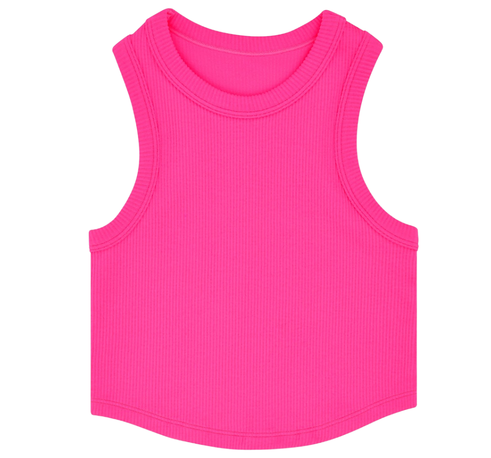 Hot Pink Cropped Racer Tank Top