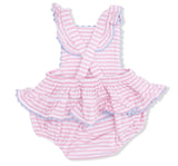 Cherry Stripe Ric Rac Ruffle Sunsuit