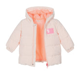Infant Puffer Jacket With Bow On Hood Pink Courage