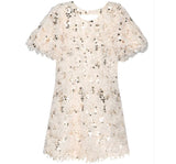 Feux Feather Sequin Dress W/Chest Keyhole Ivory