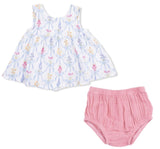 Ribbon Bouquets Dress with Bow & Bloomer