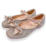 Handcrafted Pearl & Rhinestone Flat Shoes Pink
