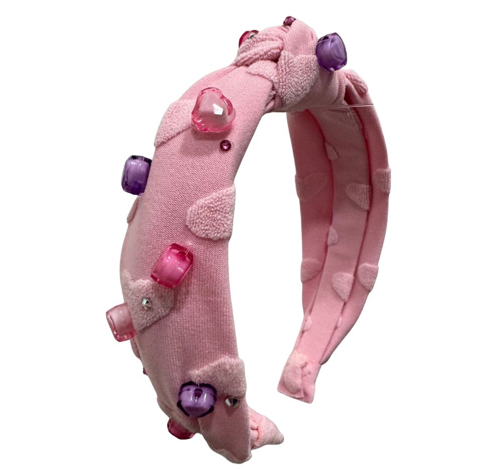 Cotton Heart Charm Headband Pink