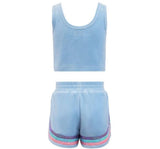 Rainbow Velour Sequin Tank Set Blue