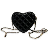 Quilted Leather Heart Purse Black