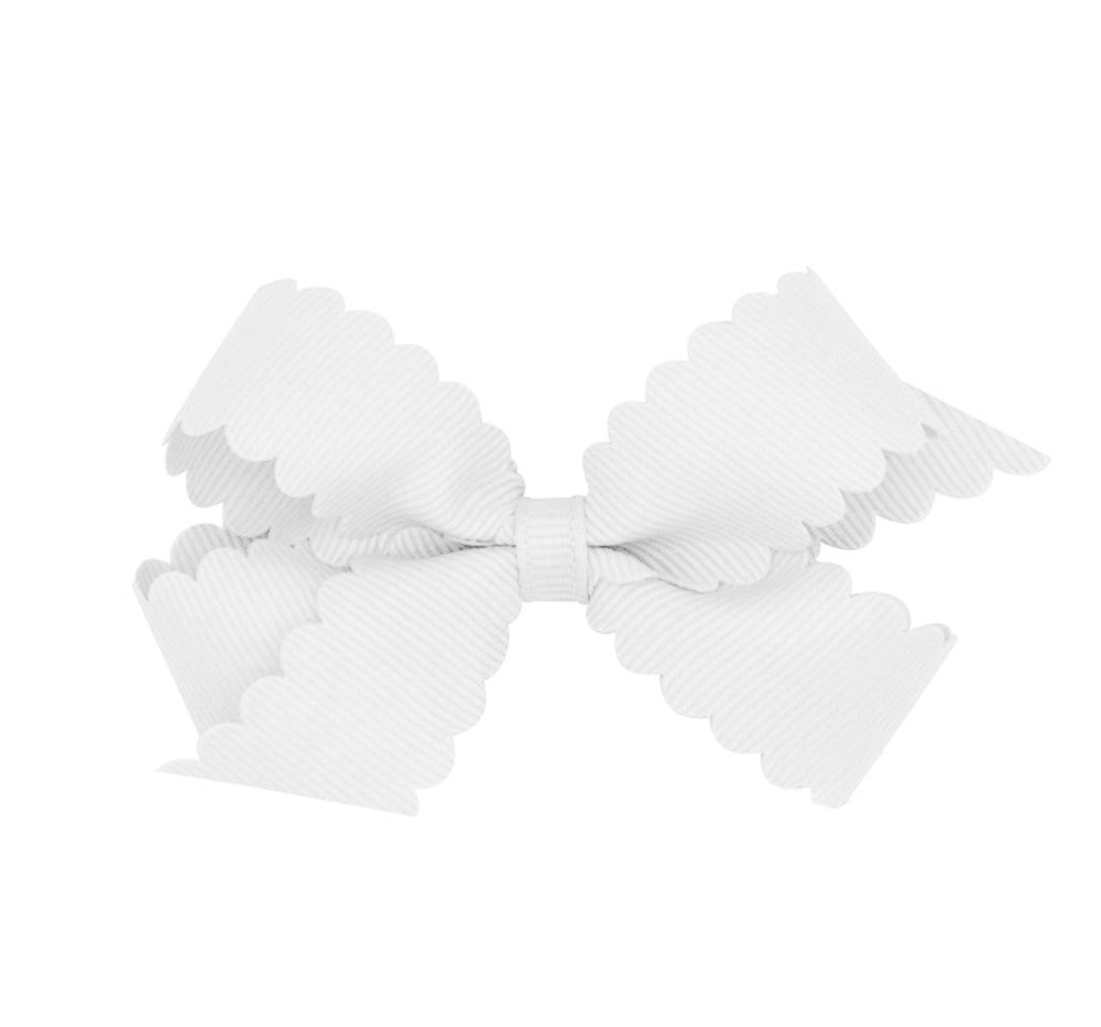 Mini Scalloped Edge GG Bow White