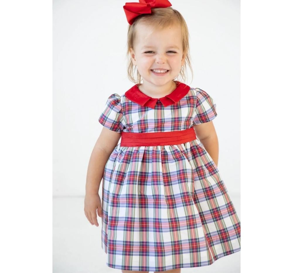 Taffeta Dress With Pleated Satim Sash