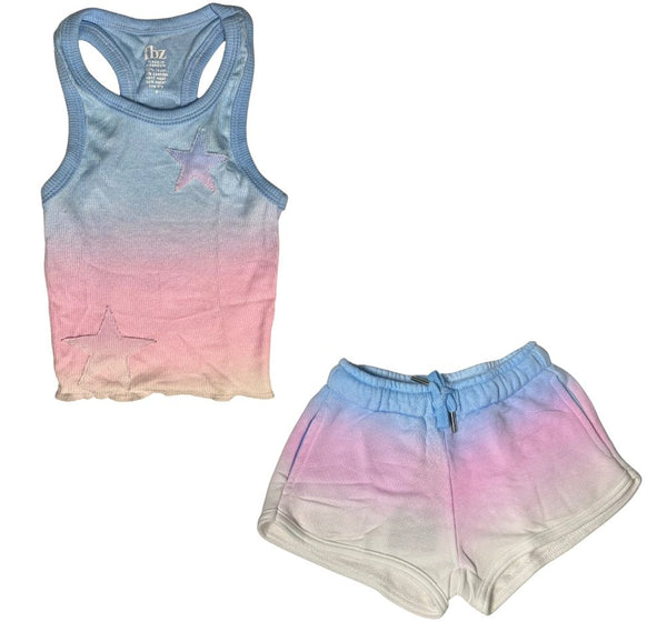 Top & Short Blue Pink White Ombre